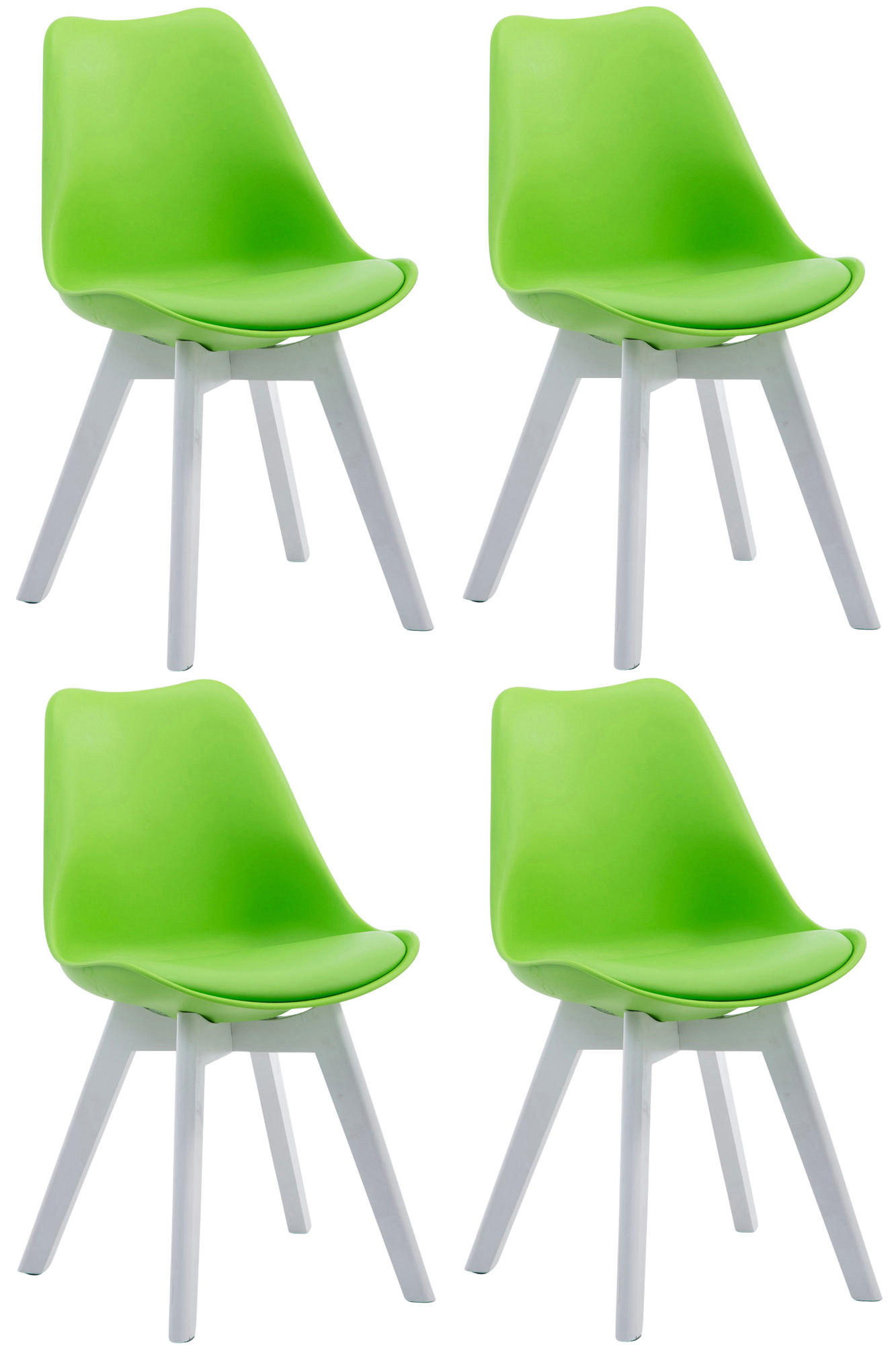 STUHL 4er Set Lederlook grün - Weiß/Grün, Holz/Textil (48/84/55cm) - CLP