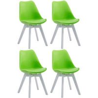 STUHL 4er Set Lederlook grün - Weiß/Grün, Holz/Textil (48/84/55cm) - CLP