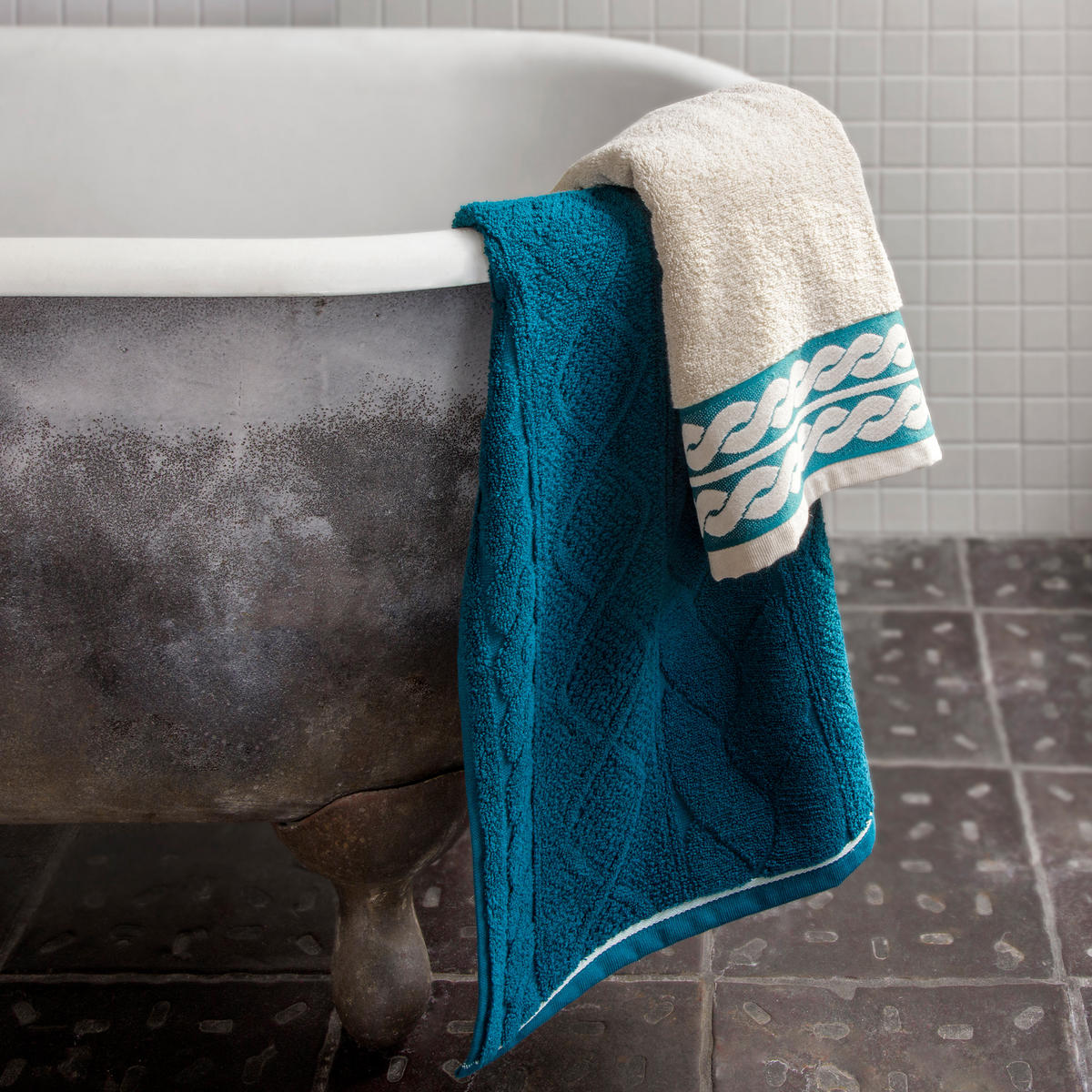 HANDTUCH COSY KNITS - Kaschmir/Naturfarben, Textil (50/100cm) - MÖVE