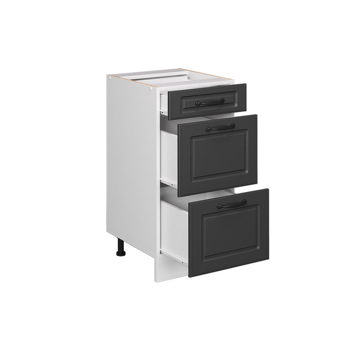 KÜCHENUNTERSCHRANK R-Line Anthrazit Landhaus 40 cm mit Schubladen AP Eiche - Anthrazit/Weiß, Holzwerkstoff (40/81.6/60cm) - Vicco