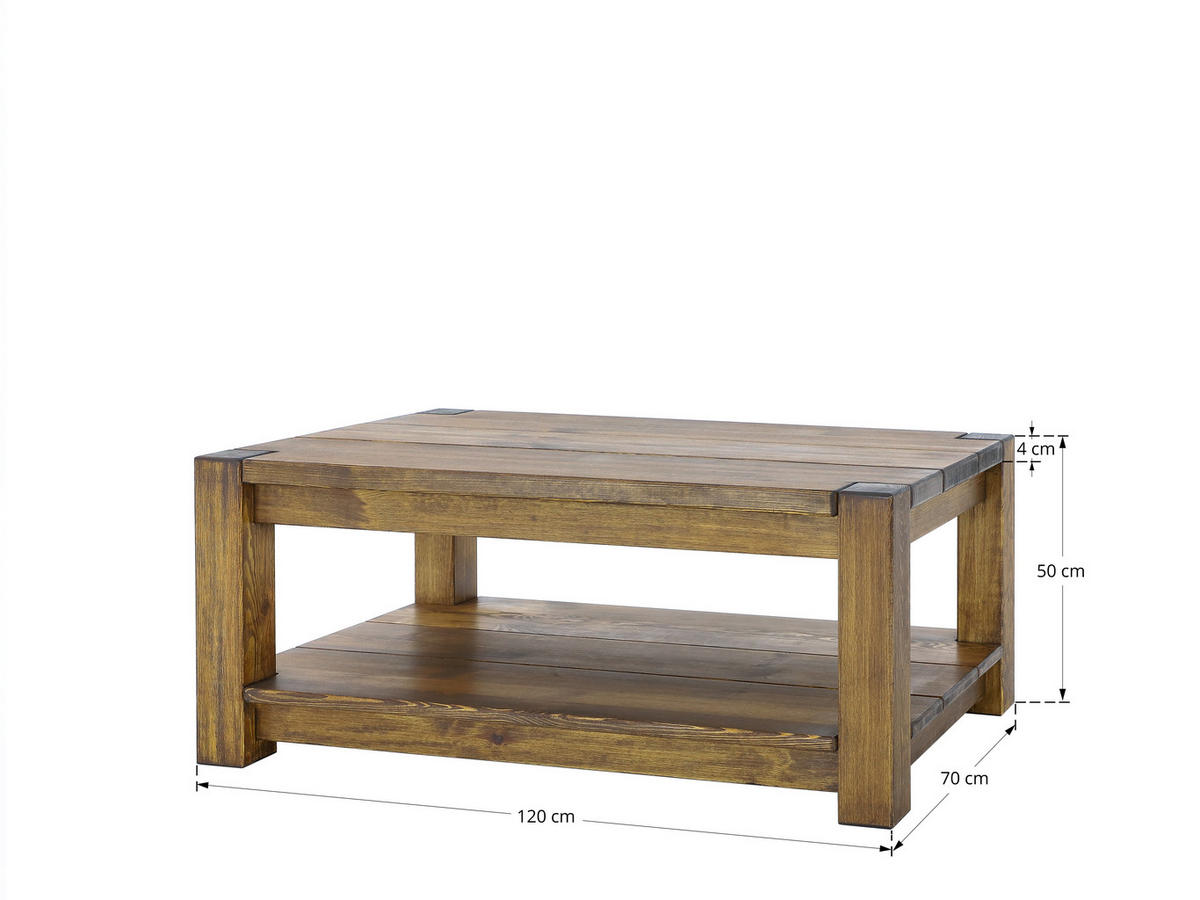 COUCHTISCH aus Massivholz Rustyk 1 - Dunkelbraun, Holz (70/120/50cm) - Seart