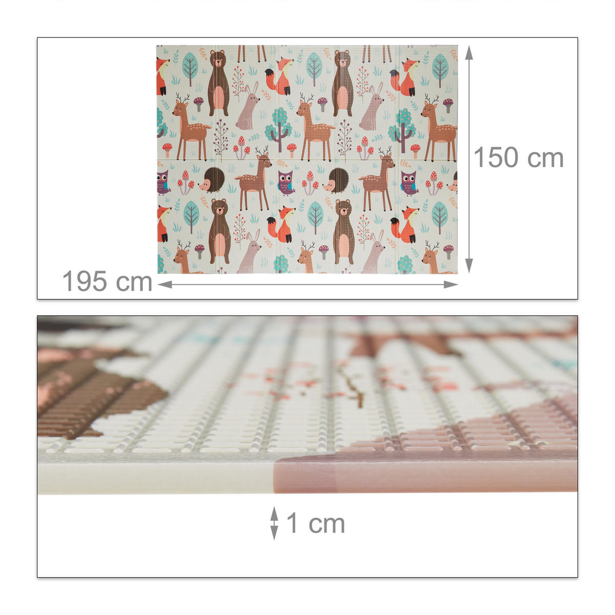 SPIELMATTE - Multicolor, Kunststoff/Textil (195/150cm) - Relaxdays