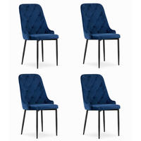 ESSZIMMERSTUHL 4er Set Marineblauer Velours, gepolsterte Rückenlehne, bequeme Sitzfläche - Blau, Textil (43/94/43cm) - Best For Home