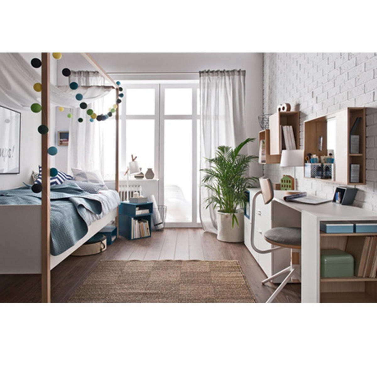KOMMODE Design 3 Schubladen und 1 Tür L120 cm - 4YOU - Weiß, Holzwerkstoff (42/70/120cm) - Calicosy