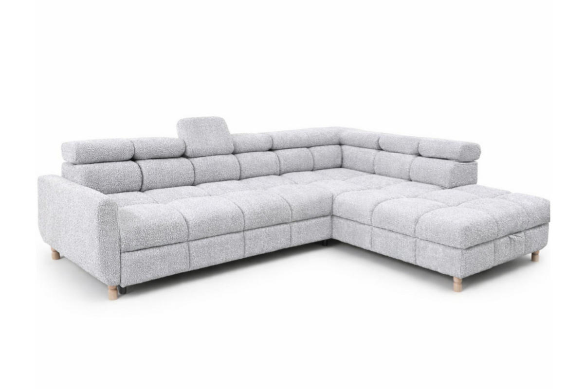 ECKSOFA - BUN - Hellgrau - Arena 15 - Rechts - Hellgrau, Holzwerkstoff (276/209cm) - Möblo