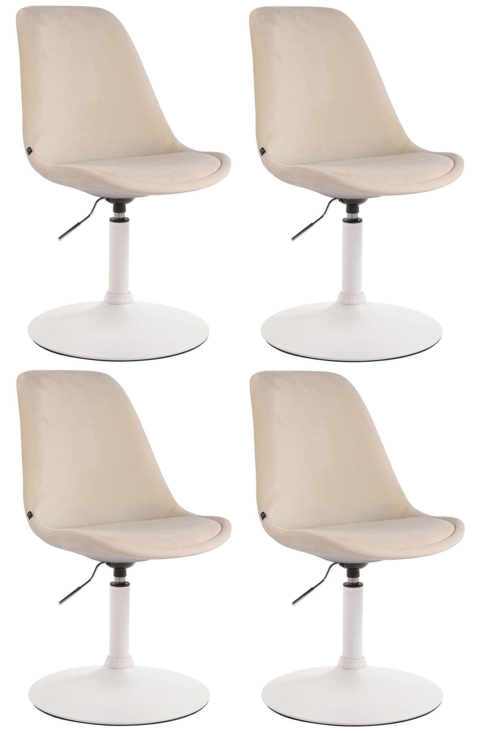 STUHL 4er Set Samt creme - Creme/Weiß, Textil/Metall (48/76/57cm) - CLP