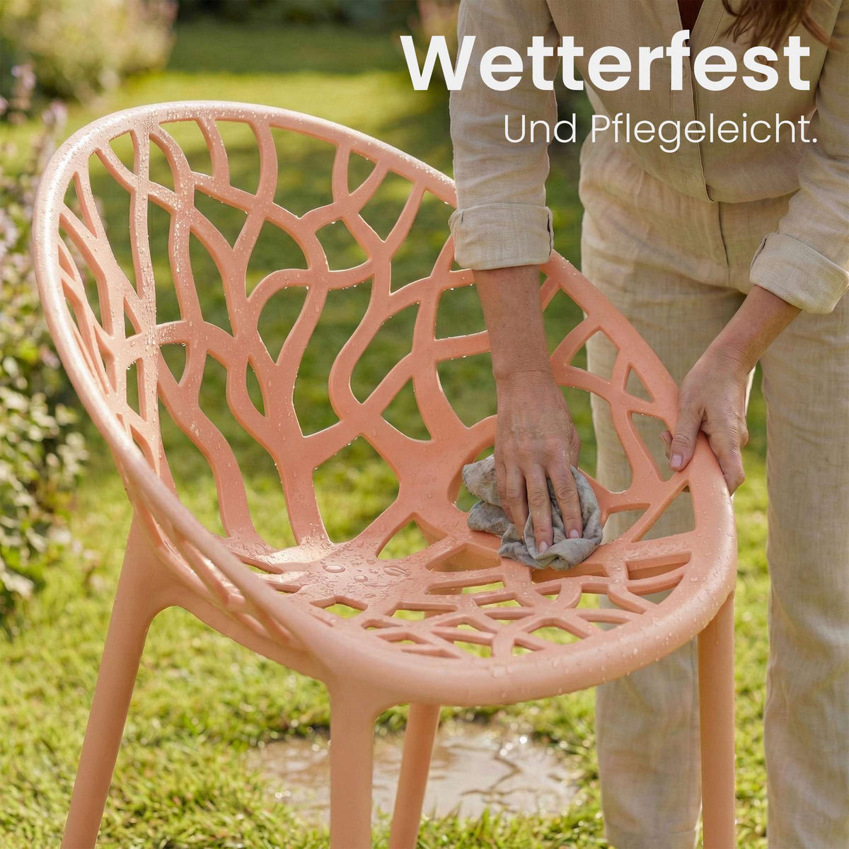 GARTENSTUHL Kunststoff Pfirsich - Pink, Kunststoff (59/80/60cm) - CLP