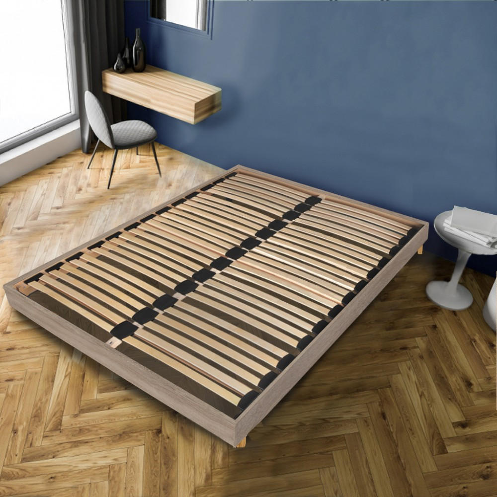 BETTRAHMEN SOMKIT mit Einlegerahmen/ 160x200, Eiche Grau Dekor - Grau, Holzwerkstoff (160/200cm) - Weber Industries