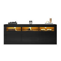 TV-SCHRANK mit LED-Beleuchtung 160 x 35 x 60 cm Hochglanz Schwarz - Schwarz, Holzwerkstoff (35/60/160cm) - Beauniv