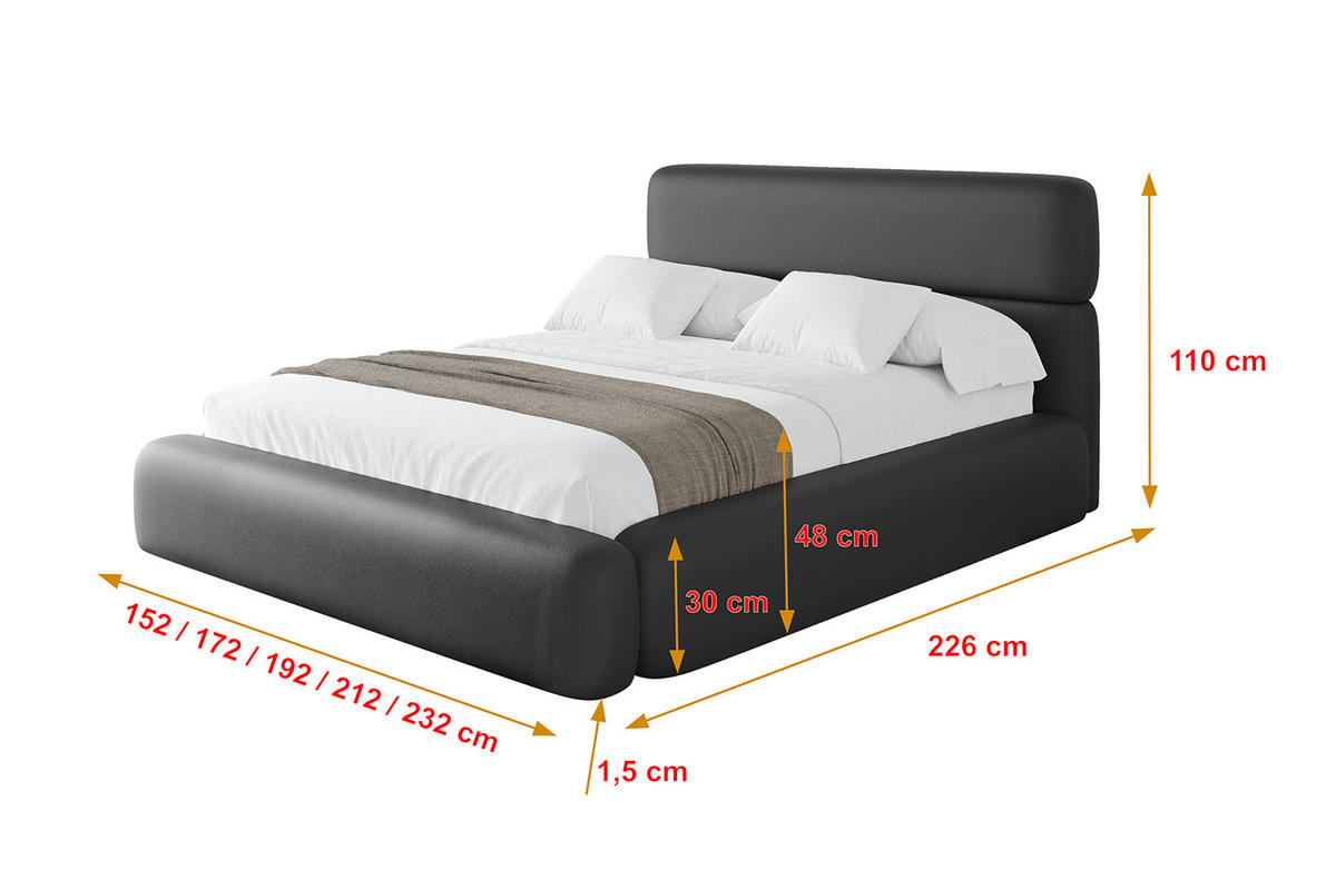 POLSTERBETT mit Bettkasten und Lattenrost, Boxbett ohne Matratze - ENORA 180x200 Schwarz Kunstleder - Schwarz Hochglanz, Holzwerkstoff/Textil (180/200cm) - ALTDECOR