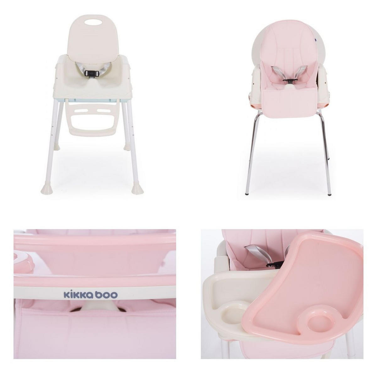 HOCHSTUHL Creamy 2in1 rosa Tablet abnehmbar, Höhe verstellbar, 3-Punkt-Gurt - Rosa, Kunststoff (53/101/70cm) - Kikka boo