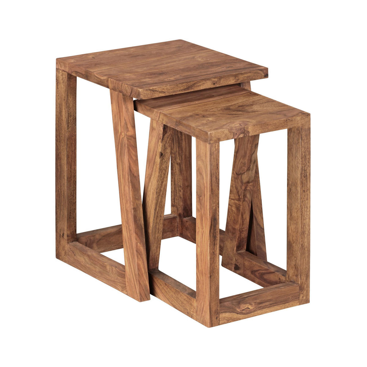 BEISTELLTISCH Set – 2-teilig Massivholz verschiedene Größen - Braun, Holz (36/36/50cm) - KADIMA DESIGN