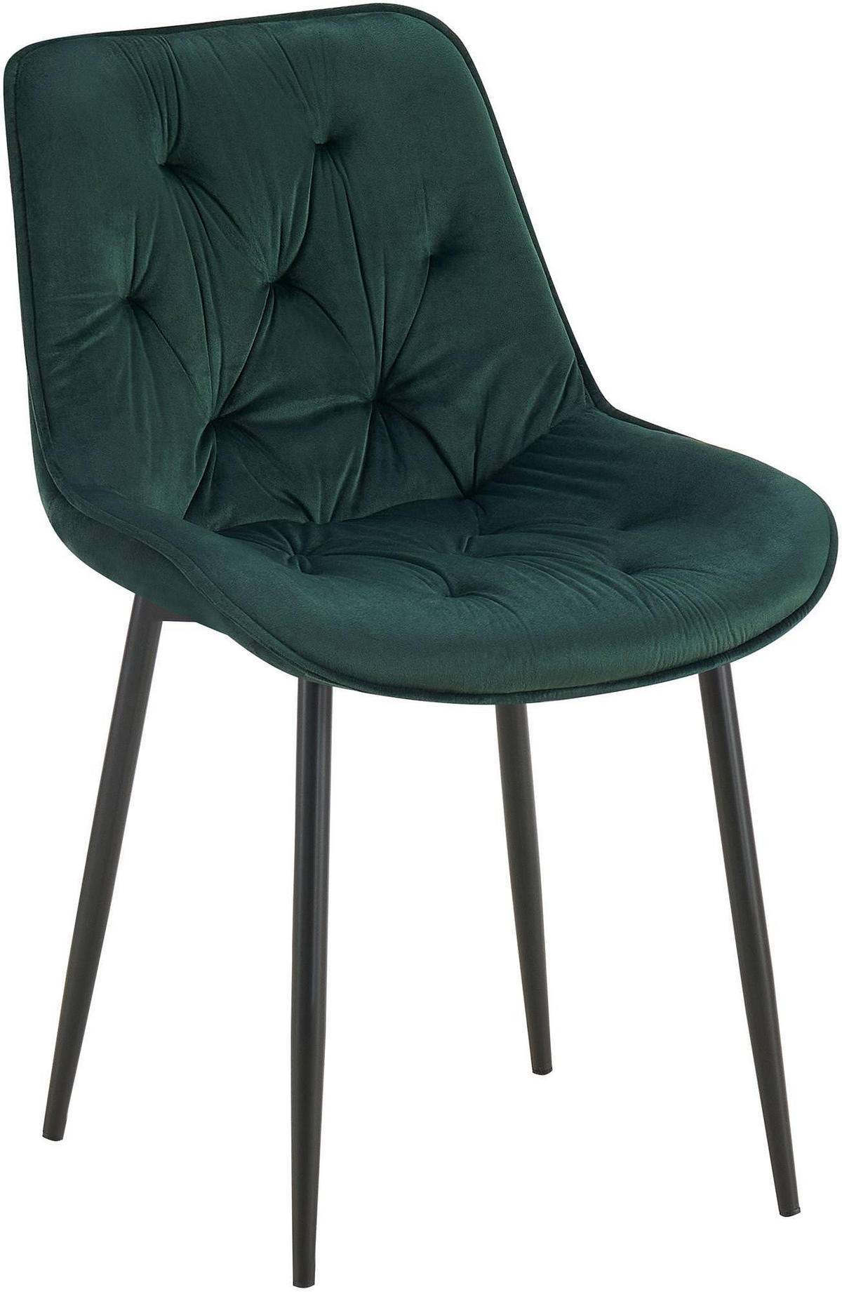 STUHL Samt grün - Schwarz/Grün, Textil/Metall (52/84/59cm) - CLP