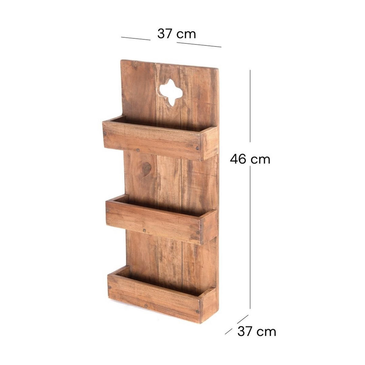WAND-HÄNGEREGAL Daya 65 Massivholz, 3 Fächer naturfarben - Naturfarben, Holz (30/65/11cm) - DESIGN DELIGHTS