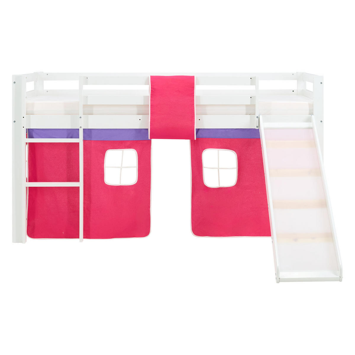 HOCHBETT 90/200 cm in Pink mit Lattenrost + Matratze - Pink/Weiß, Holz - Homestyle4u