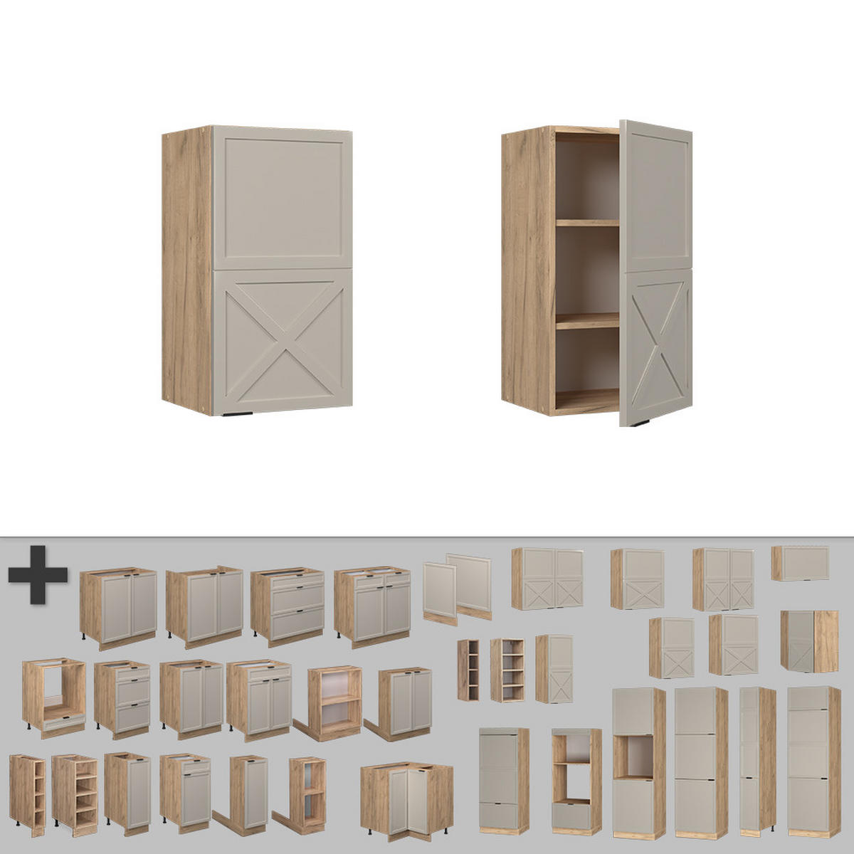 HÄNGESCHRANK Fame-Line GrauBeige 40 cm - Honigeiche/Eiche Wotan, Holzwerkstoff (40/72/34.1cm) - Vicco