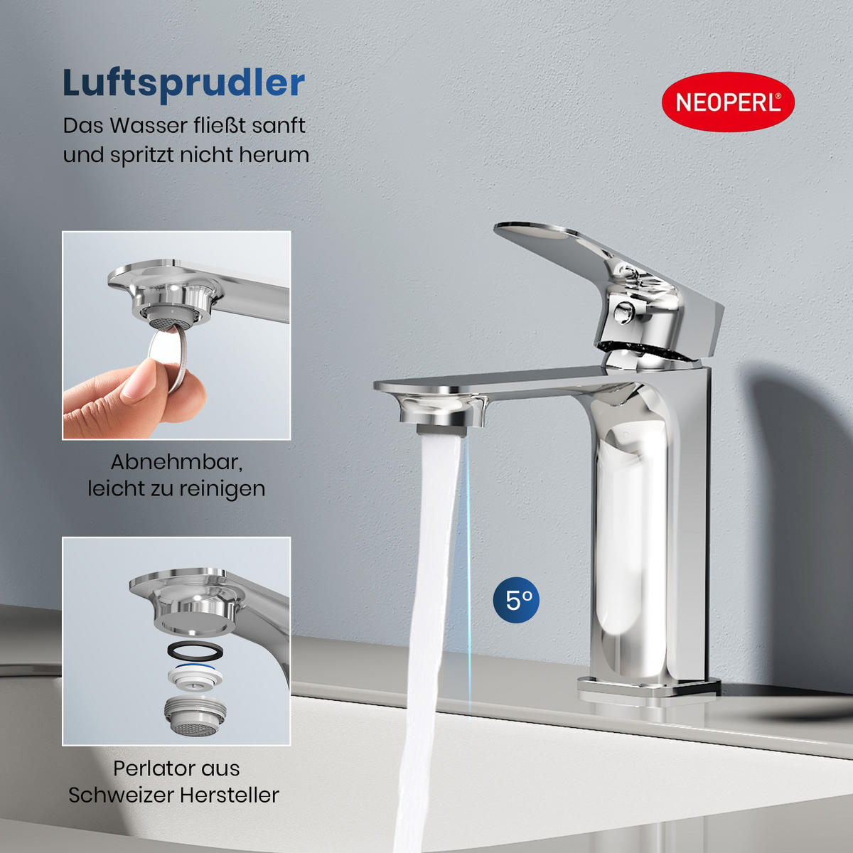 WASCHTISCHARMATUR aus 4MS-Messing Verchromt 15,2 cm - Chromfarben, Metall (15.2/4.5/16.6cm) - EMKE
