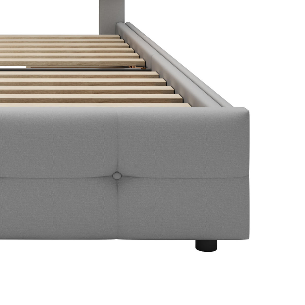 POLSTERBETT mit LED-Beleuchtung 90/200 cm mit 2 Schubladen und gepolstertem Kopfteil - Grau, Textil (90/200cm) - BEAOK