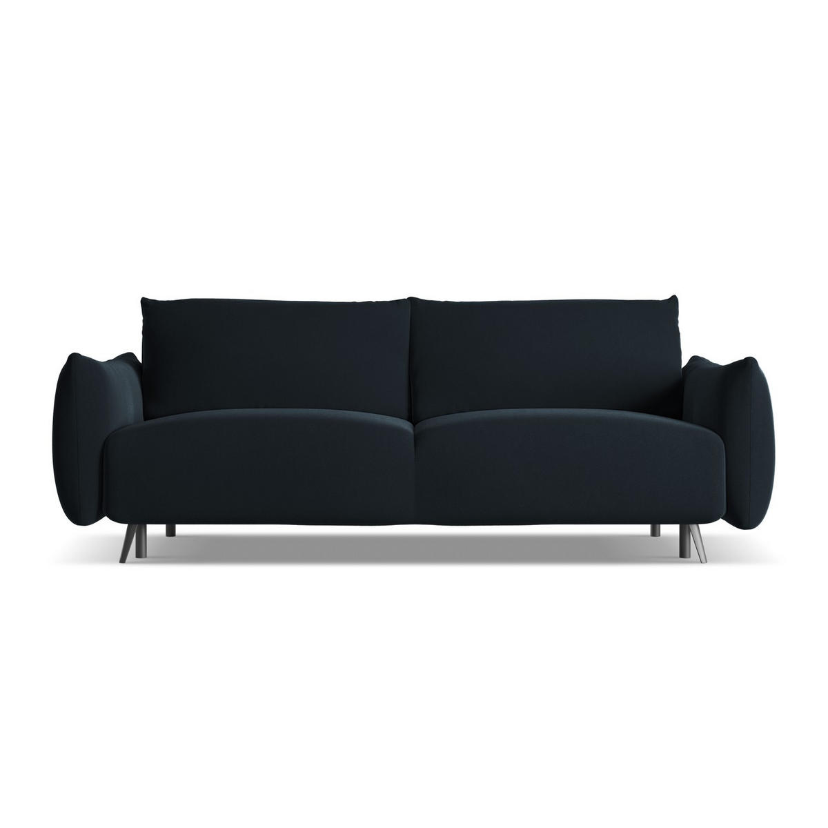 3-SITZER SOFA mit Schlaffunktion Samt Stoff Blau - Blau/Schwarz, Textil/Metall (230/86/105cm) - LaMiaSofa
