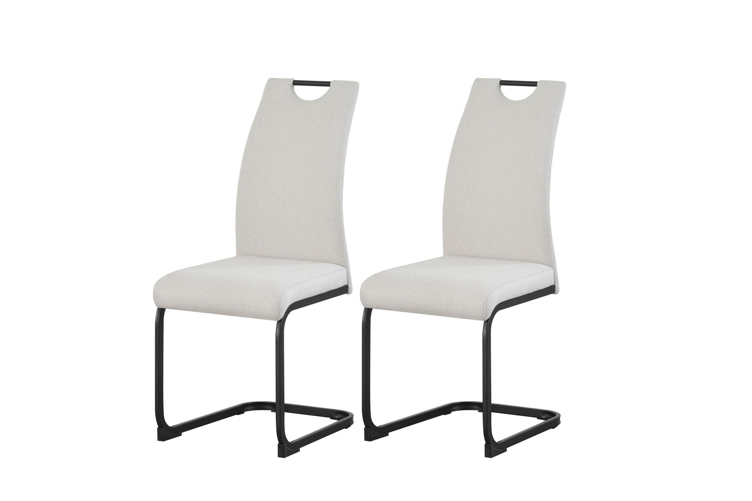 SCHWINGER-STUHL 2er Set Kairo Stühle in Creme - gemütliches Design - B/H/T: 43x98x59 cm - Creme, Textil (59/98/43cm)