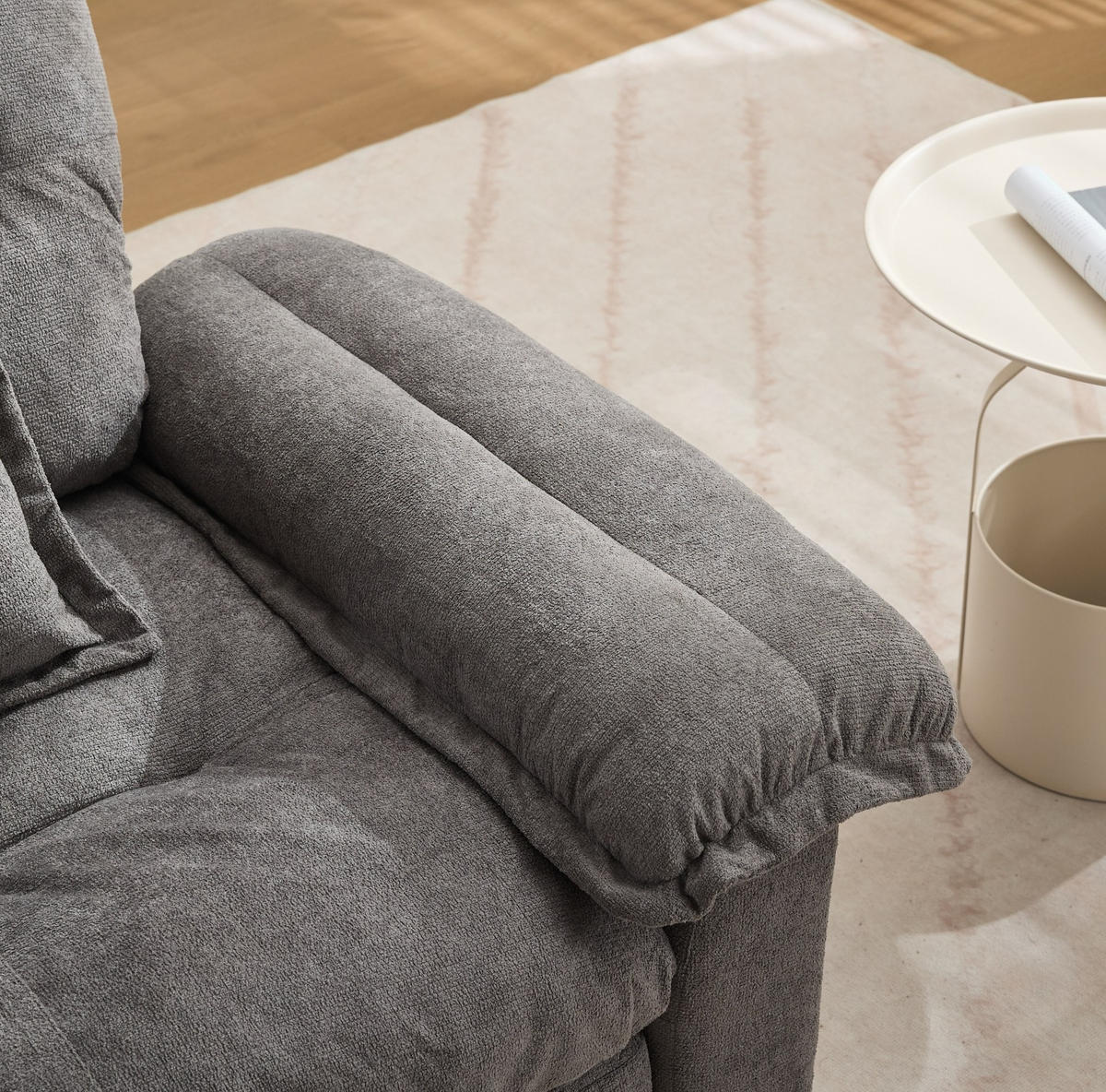 SESSEL mit 360°-Drehfunktion Oversized Chenille Grau - Grau, Metall (84/96/116cm) - Meubliv