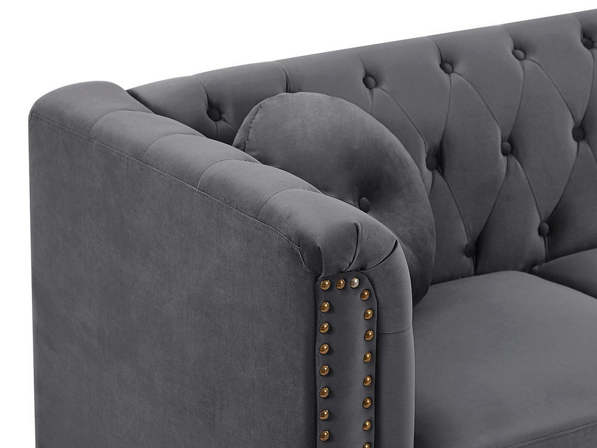 ECKSOFA - Ecke wechselbar - Samt - Anthrazit - TURNER - Anthrazit, Textil (222/144cm) - Vente-Unique