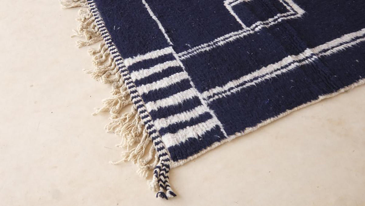 BERBERTEPPICH aus Marokko modern aus Wolle 200x 300 cm - Blau, Naturmaterialien (200/300cm) - AFK Living