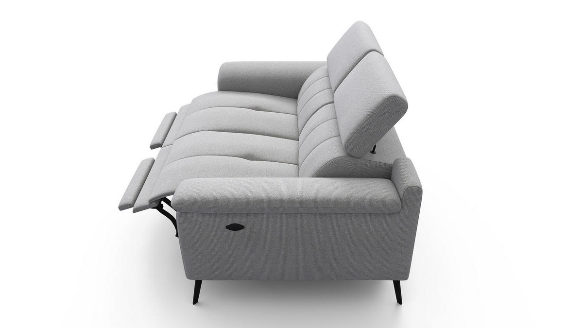 RELAXSOFA FIERO 2-Sitzer mit 2 Relaxfunktionen, silberfarben - Silberfarben/Schwarz, Holzwerkstoff/Textil (170/82/103cm) - Courtois Laville
