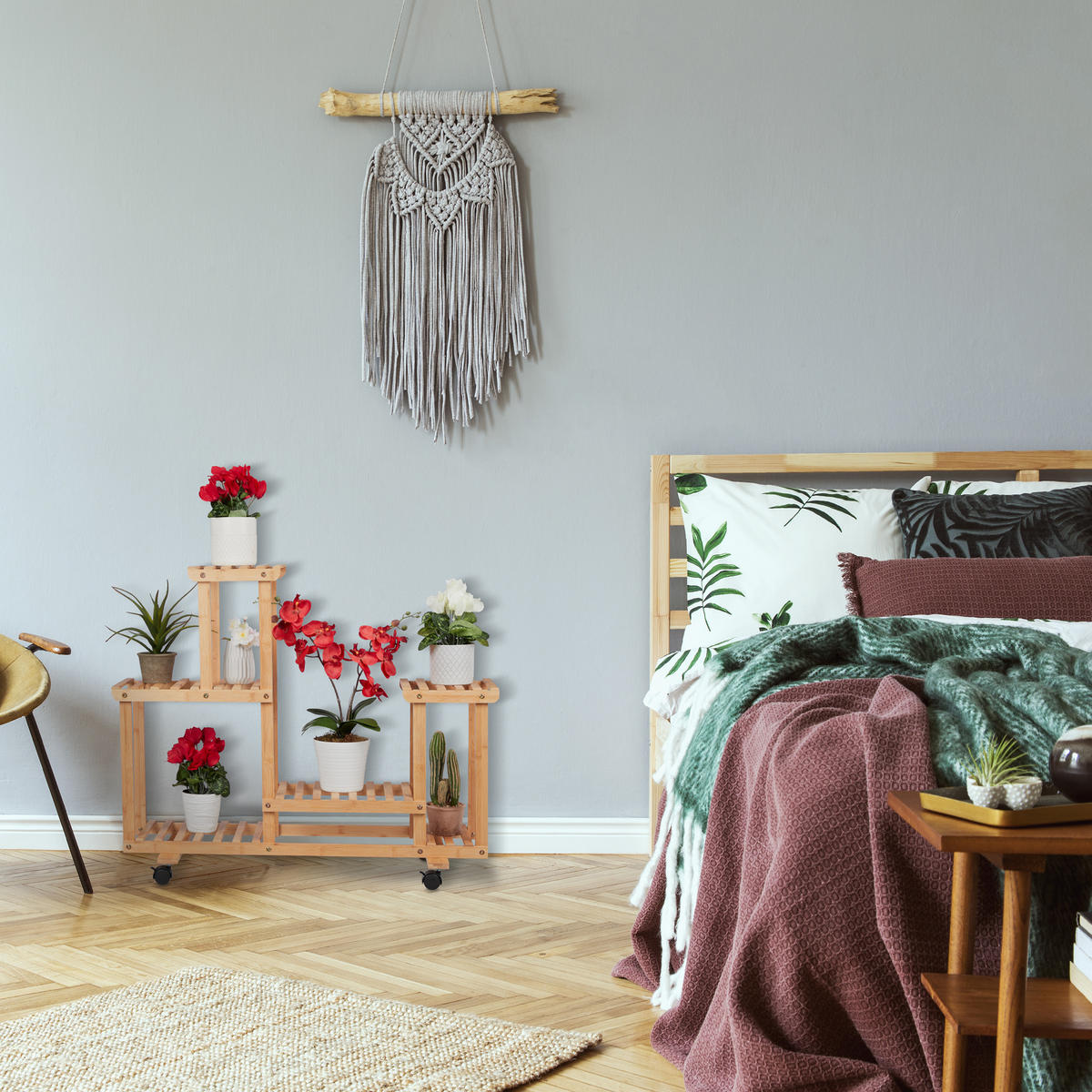 PFLANZENREGAL - Hellbraun, Holz (95/79/36cm) - Relaxdays