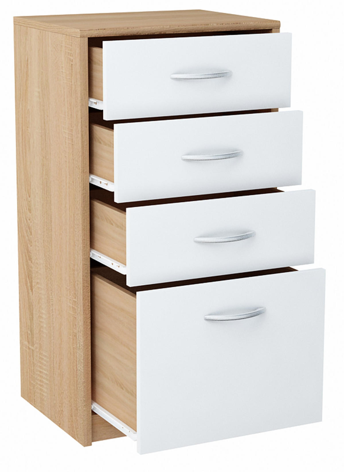 KOMMODE mit 4 Schubladen Sonoma Eiche-Weiß 45/35/85 cm - Sonoma Eiche, Holzwerkstoff (45/85/35cm) - Matkam Möbel