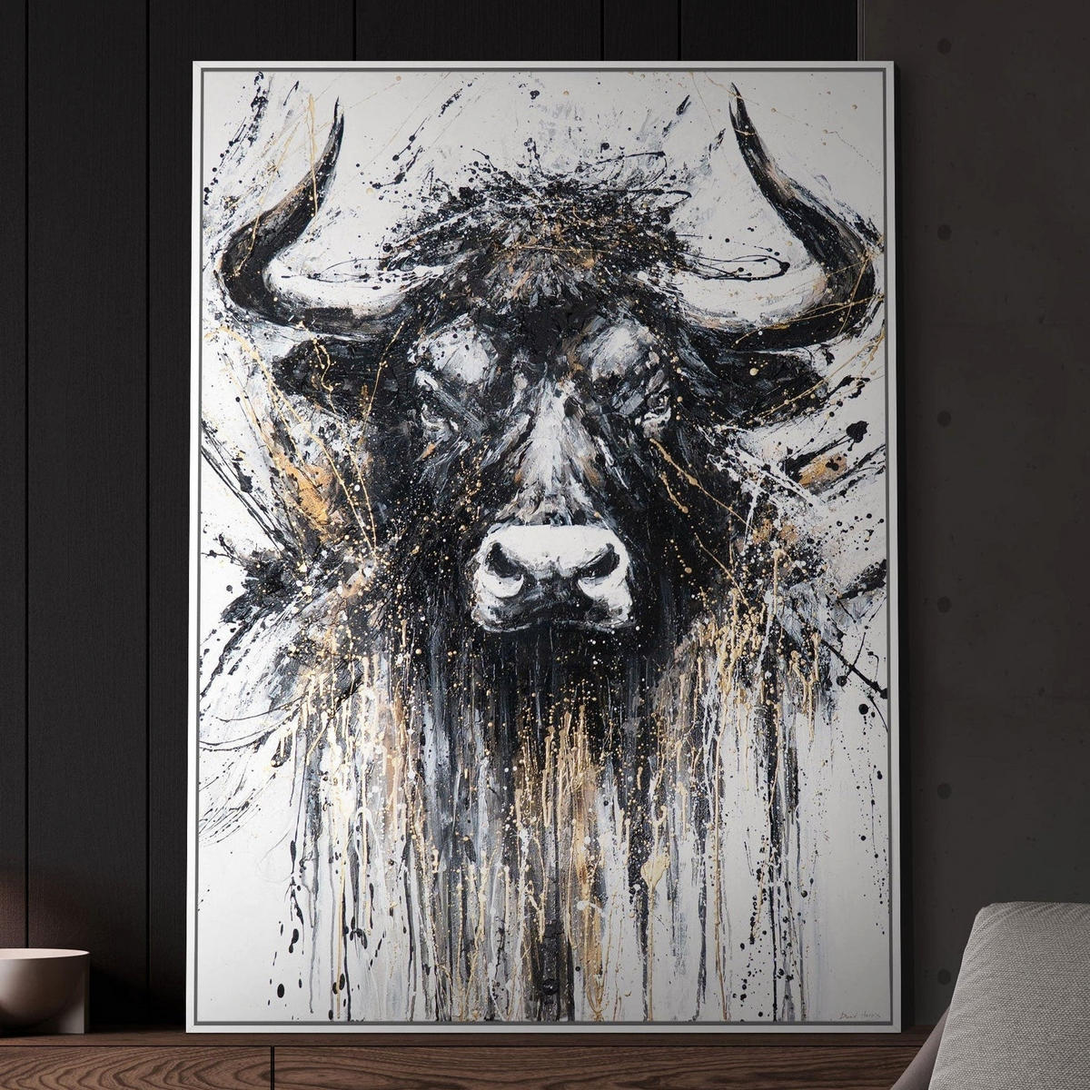 GEMÄLDE Ungezähmter Geist Schattenfugenrahmen Schwarz 140x100 cm - Schwarz, Holz (140/100cm) - YS-art gallery