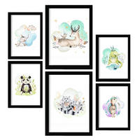 POSTER Set Mit 6 Tierfamilien Weißer Tierfamilienthemen Im Pastell Aquarell Stil A3 & A4 Rahmenlos - Klar, Papier (29/3cm) - Nacnic