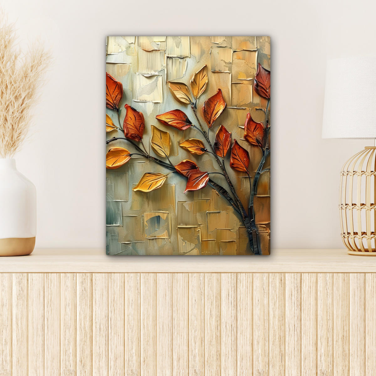 LEINWANDBILD Baum - Abstrakt - Natur - Kunst Room Decor 30x40 cm - Goldfarben, Textil (30/40cm) - MuchoWow