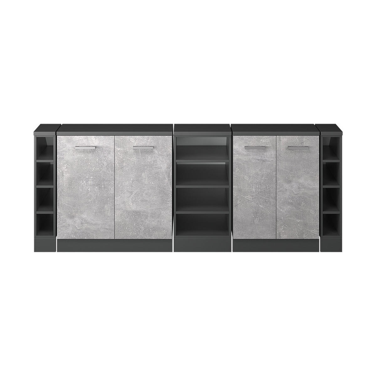 KUHINJSKI ORMAR ZA KOSINE KROVA R-Line Beton 210 cm Set od 5 ormarićnih korpusa, dubina 60 cm - siva/antracit, drvni materijal (210/83.8/60cm) - Vicco