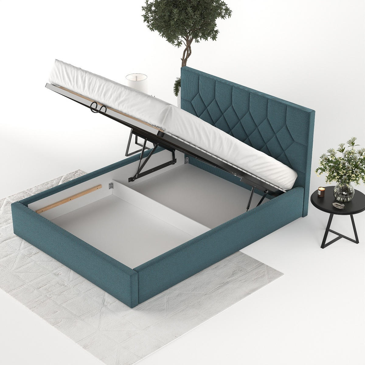 POLSTERBETT Brisa 140/200 cm Türkis im Inari Stoff - Türkis/Schwarz, Holz/Holzwerkstoff (140/200cm) - AltaBeds