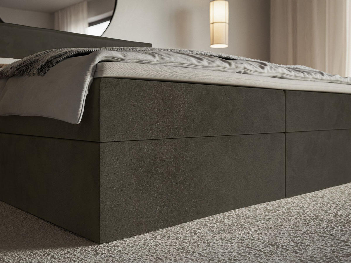 BOXBETT Softie Dunkelgrün Velours wasserabweisend 180x200 cm - Dunkelgrün, Textil (180/200cm) - Selsey