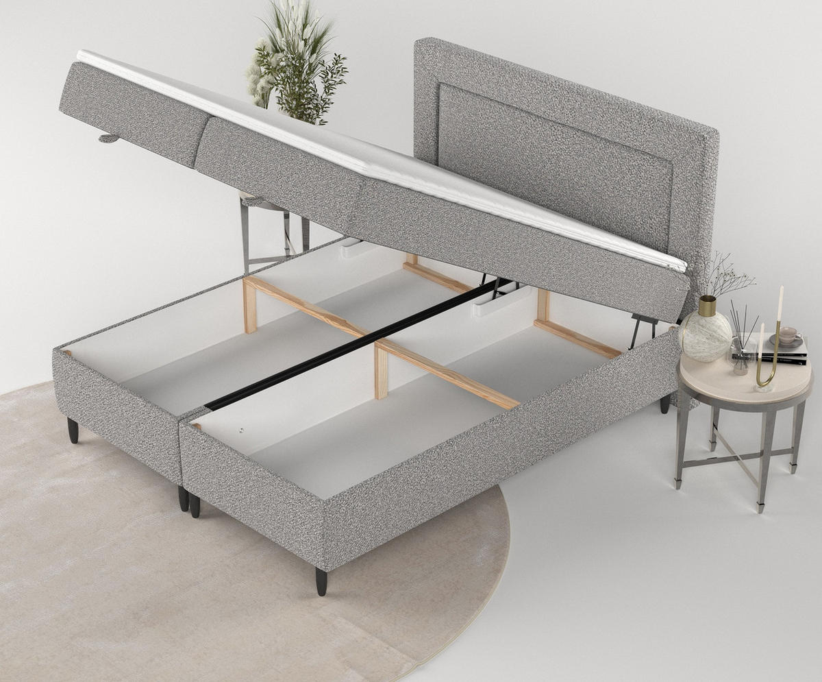 BOXBETT Nea Grau 180/200 cm - Schwarz/Grau, Holz/Holzwerkstoff (180/200cm) - Maison de Reve