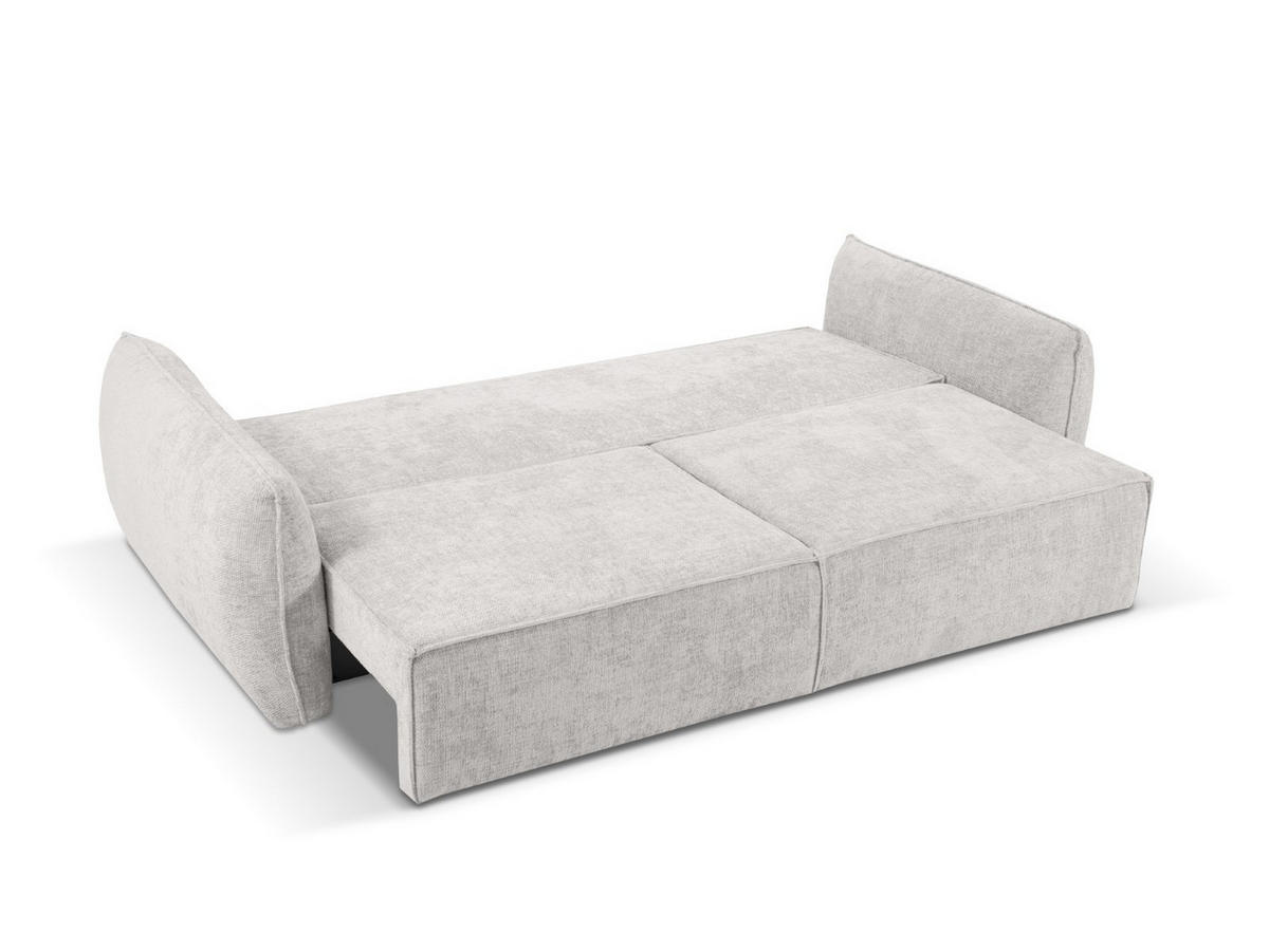 AUSKLAPPBARES-SOFA mit Bettkasten Kaelle aus Chenille-Stoff hellgrau 3 Sitzplätze - Hellgrau, Textil (97/91/244cm) - Micadoni