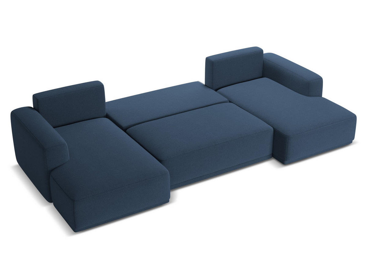 WOHNLANDSCHAFT Chenille Stoff Blau - Blau/Schwarz, Kunststoff/Textil (333/91/160cm) - Makamii