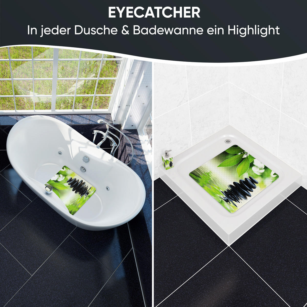 BADEMATTE Harmony - Grün, Kunststoff (53/53cm) - Sanilo