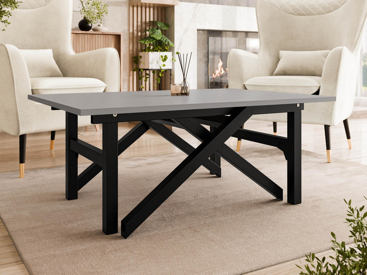 2-IN-1 COUCHTISCH UND ESSTISCH Xena Bis - Hellgrau/Schwarz, Holzwerkstoff/Metall (70/100/45cm) - MIRJAN24