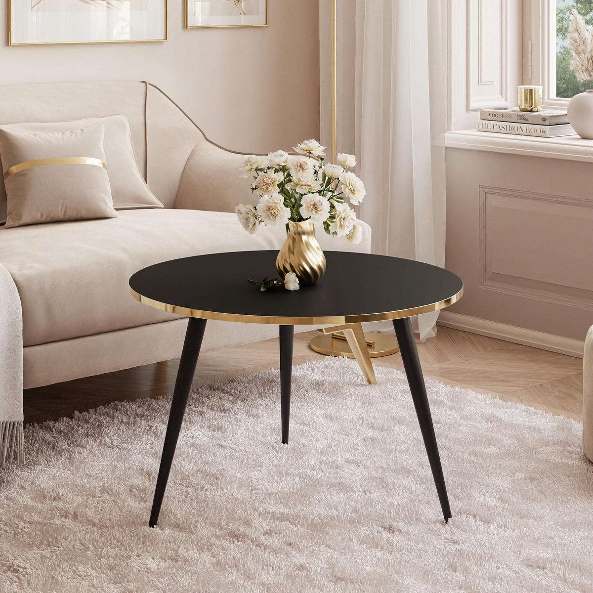 COUCHTISCH SOLEIL rund, Schwarz Matt - Schwarz, Holzwerkstoff (70/70/47cm) - Lookway