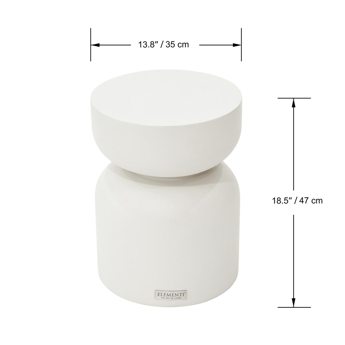BEISTELLTISCH CHRONOS Klein aus Zement 35 x 35 x 46 cm - Creme, Naturmaterialien (35/35/47cm) - Elementi