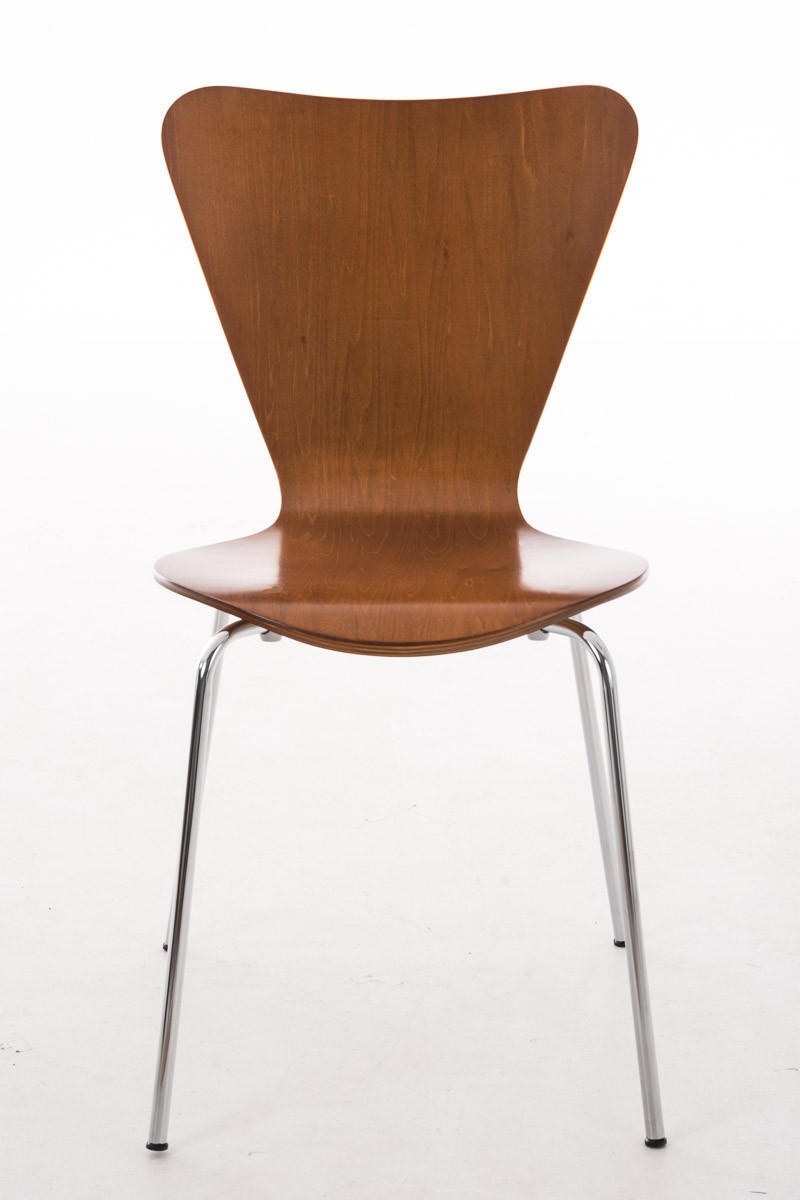 BESUCHERSTUHL Calisso mit Holzsitz und Metallgestell, Farbe: Braun - Chromfarben/Braun, Holz/Metall (42/85/47cm) - TPFLiving
