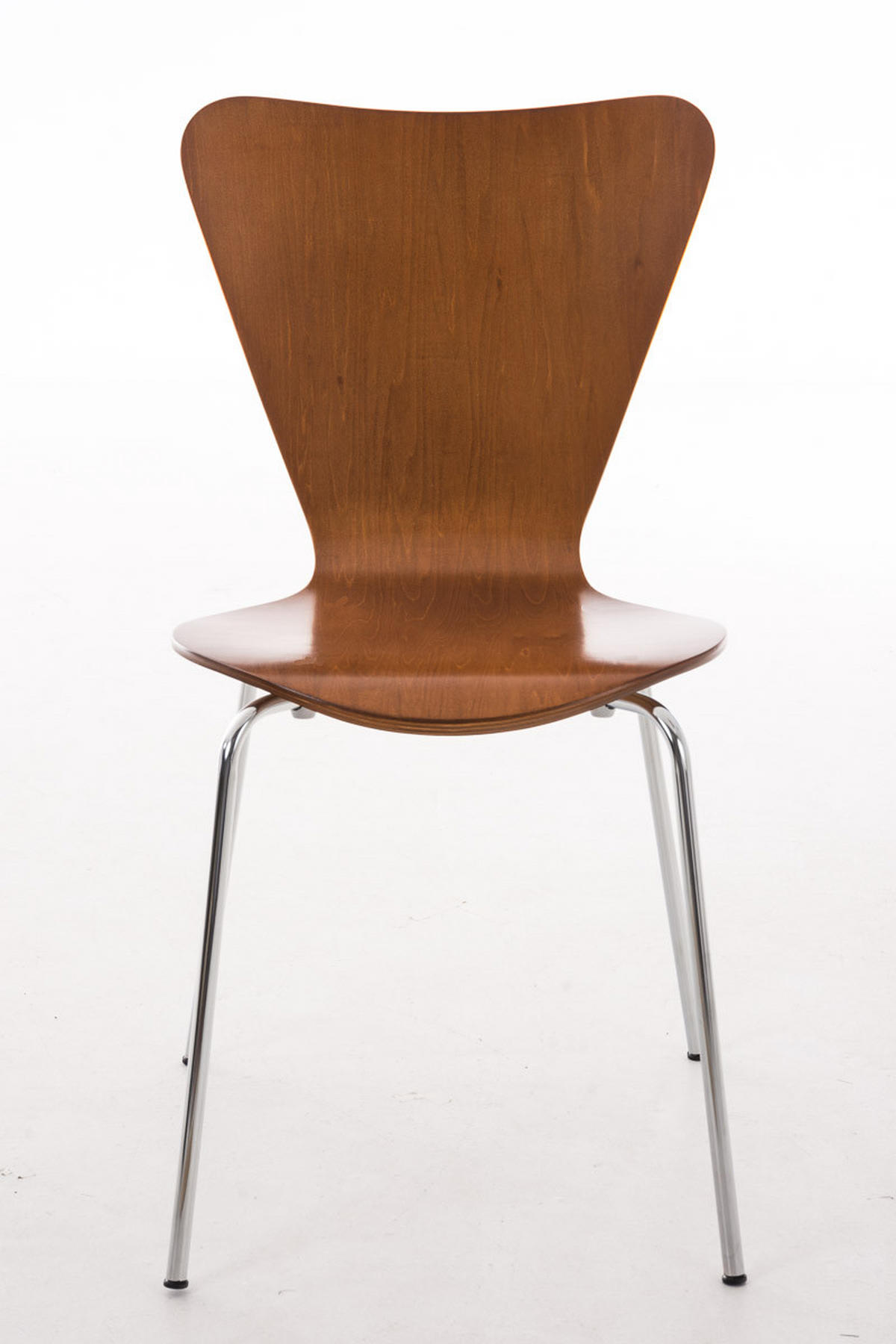 BESUCHERSTUHL Calisso mit Holzsitz und Metallgestell, Farbe: Braun - Chromfarben/Braun, Holz/Metall (42/85/47cm) - TPFLiving