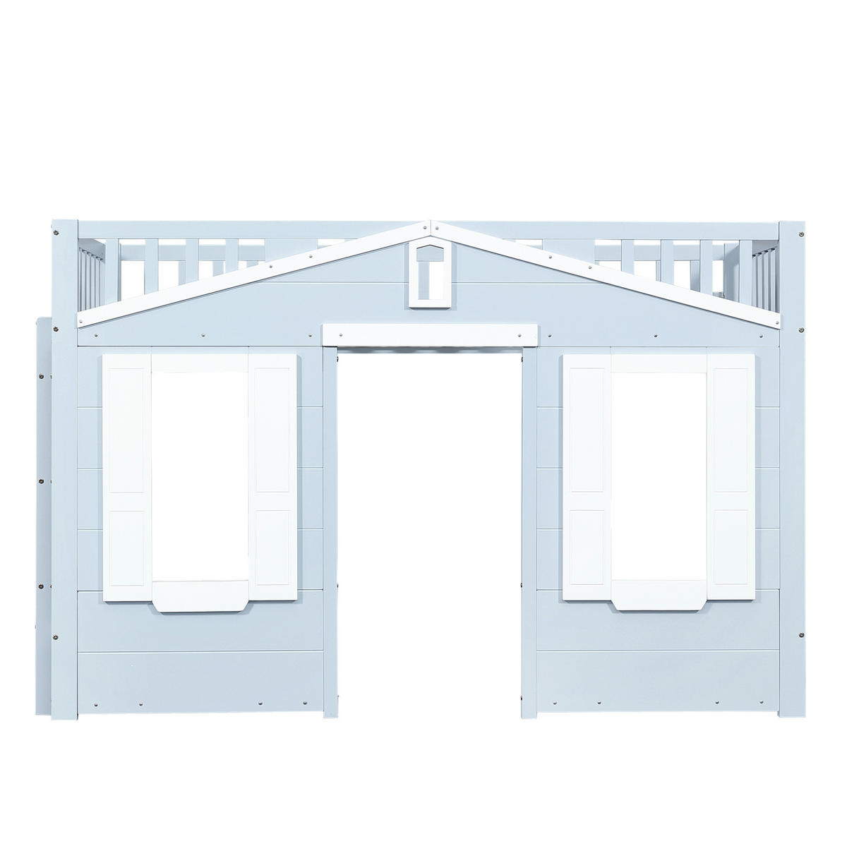 HOCHBETT 90/200 cm in Weiß und Blau mit flexibler Treppe und Fenstergestaltung - Blau, Holzwerkstoff (90/200cm) - Flora Grace