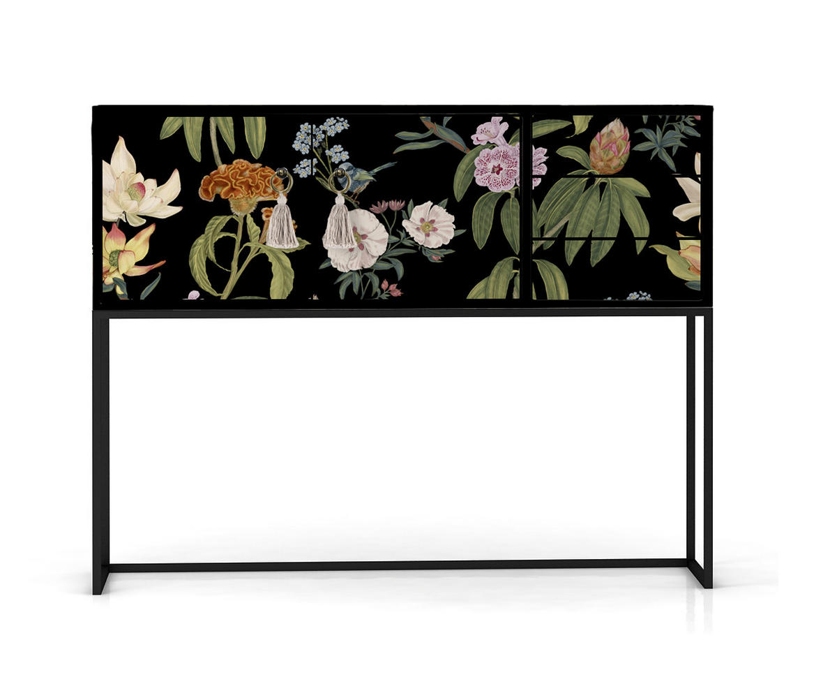 KONSOLE aus MDF mit 2 Türen und 3 Schubladen schwarzes florales Muster JARA - Multicolor, Holzwerkstoff (113/45/88cm) - RNT By Really Nice Things