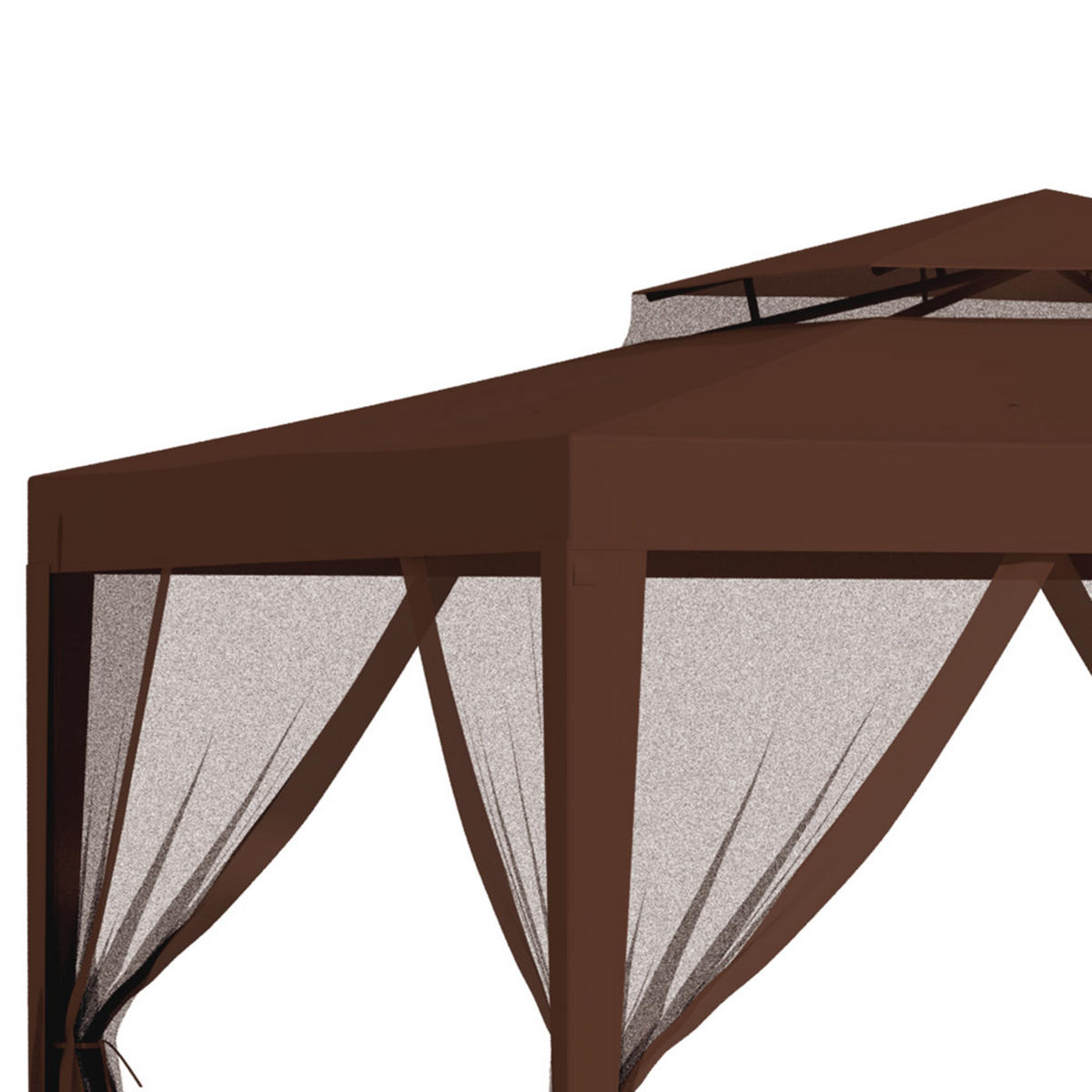 PAVILLON DE-12592 3x3 m mit Doppeldach und Moskitonetzen Braun - Braun, Textil (297/268/297cm) - ComfortXL