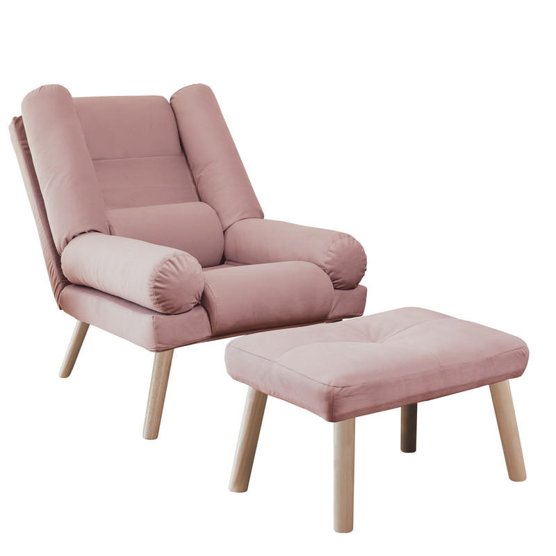 RELAXSESSEL LILA mit hocker, 75/75/100 cm, Rosa - Rosa, Holz/Textil (75/100/75cm) - Idohome