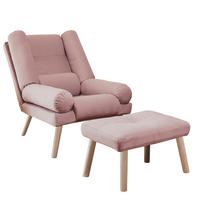 RELAXSESSEL LILA mit hocker, 75/75/100 cm, Rosa - Rosa, Holz/Textil (75/100/75cm) - Idohome